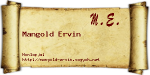 Mangold Ervin névjegykártya