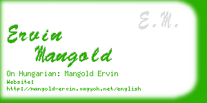 ervin mangold business card